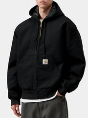 Carhartt WIP black drawstring hood coat