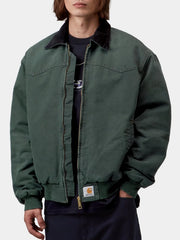 Olive green cotton canvas coat