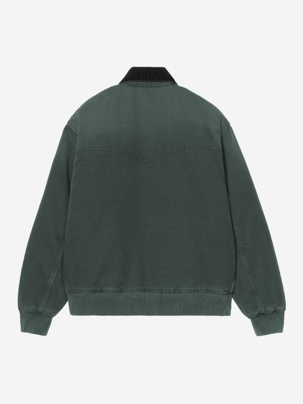 Dropped shoulder green cotton coat