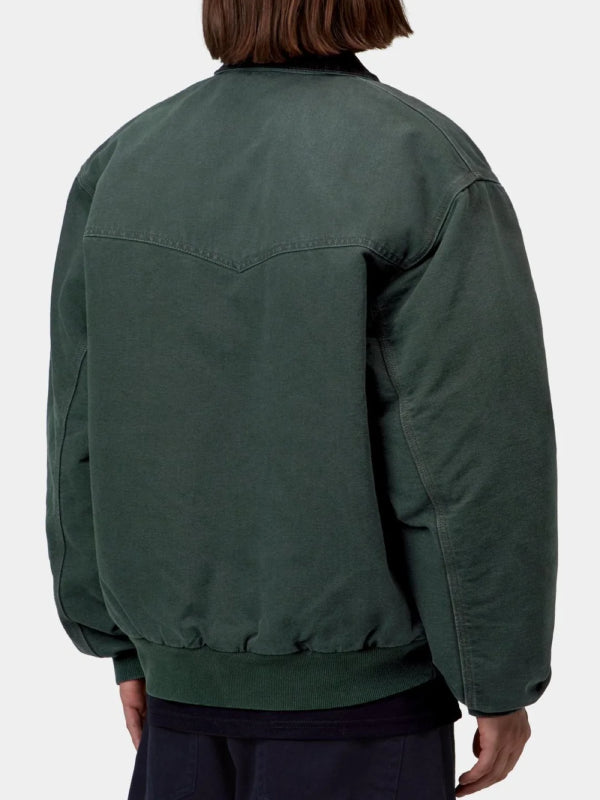 Green jacket with ribbed hem