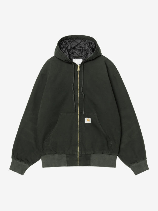 Carhartt WIP dark green hooded canvas jacket