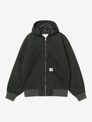 Carhartt WIP dark green hooded canvas jacket