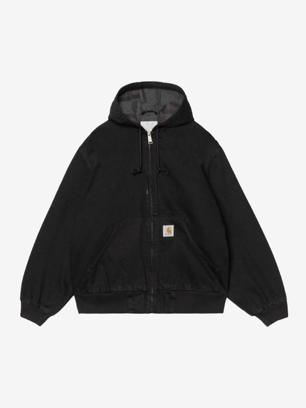 Carhartt WIP washed black denim hooded jacket