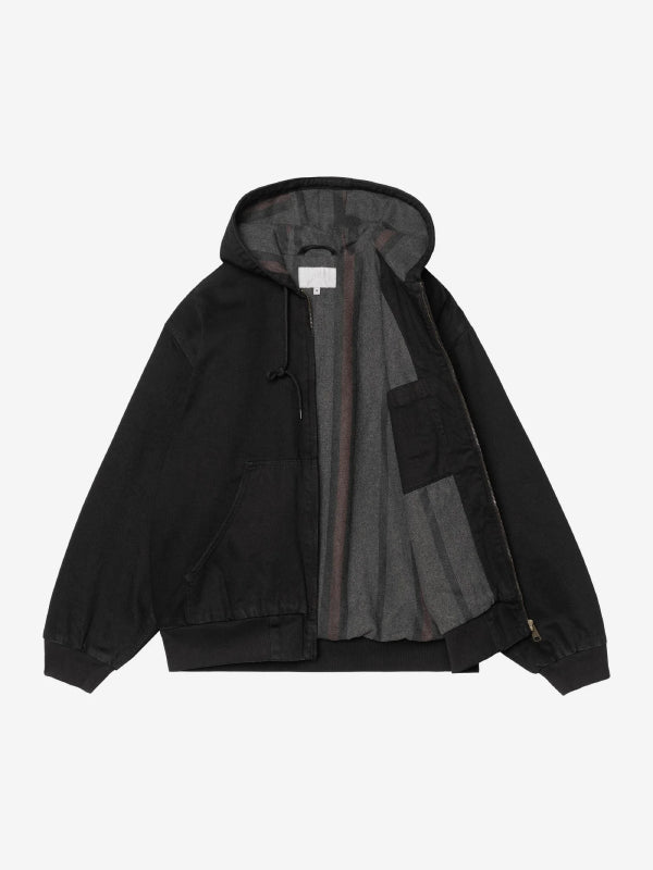Carhartt WIP washed black fleece lined hood jacket