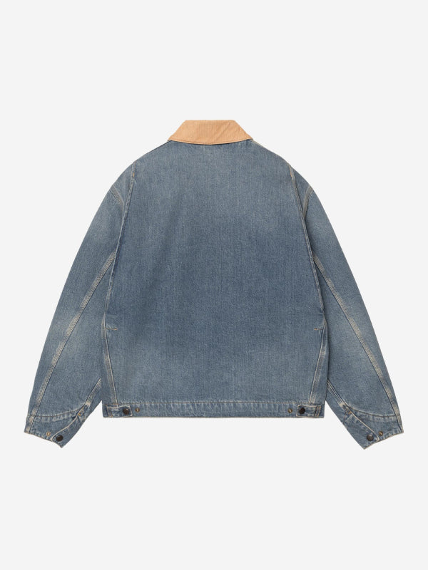 Carhartt WIP washed blue tan collar denim jacket