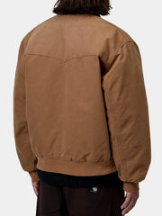 Tan coat with western yoke seam