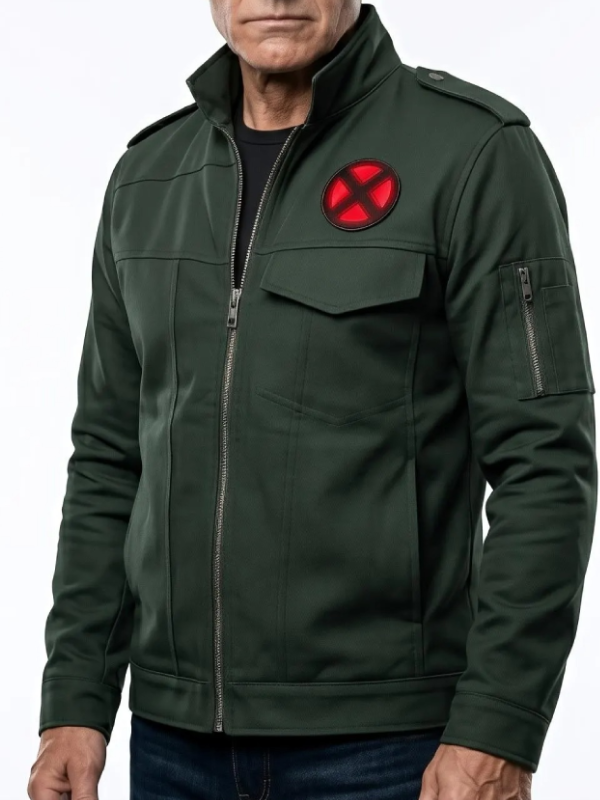 Charles Xavier Avengers Doomsday green cotton jacket front view X-Men patch
