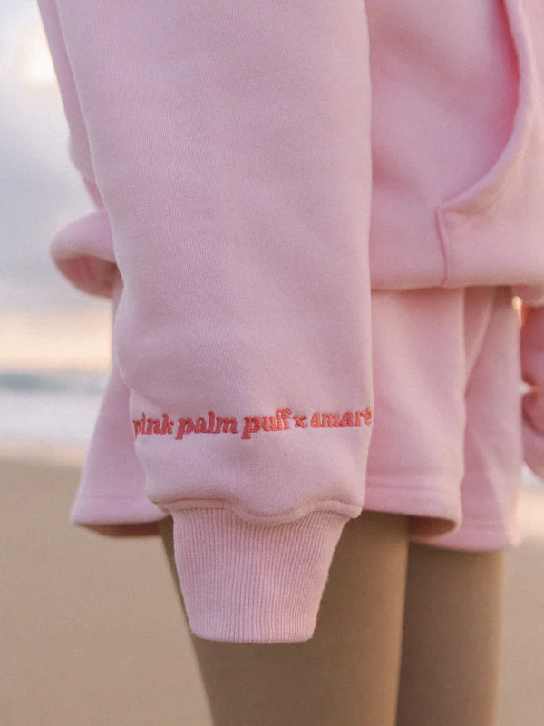 Ribbed cuff oversized pink fleece sleeve