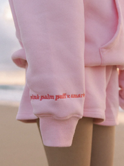 Ribbed cuff oversized pink fleece sleeve