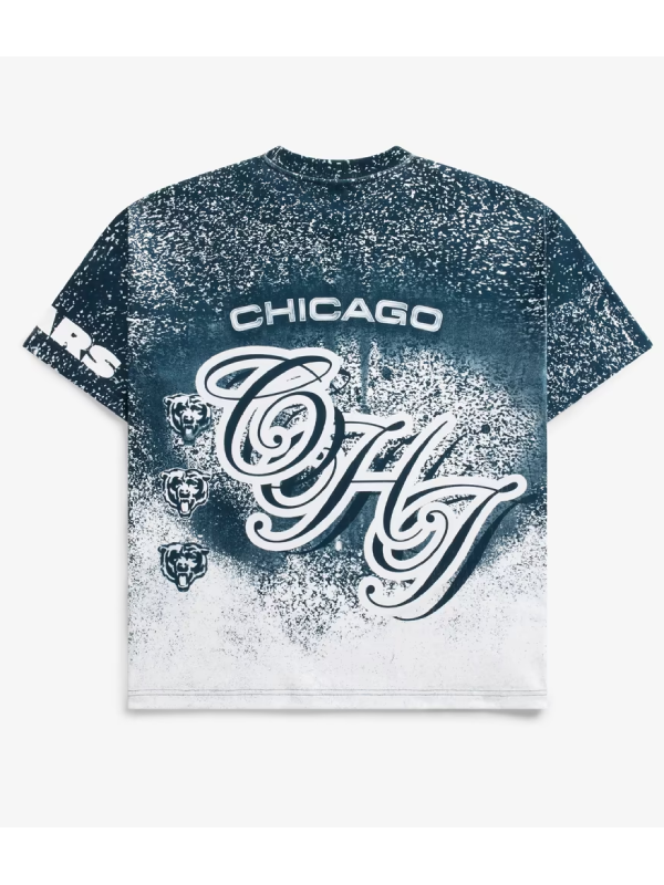 Chicago Bears jumbo print sublimation tee back view flat lay