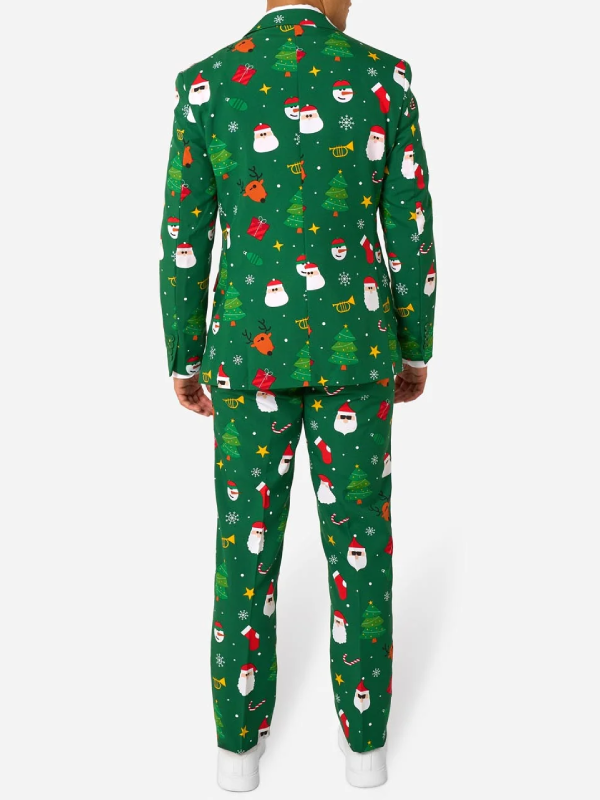 Santa sunglasses reindeer print green jacket