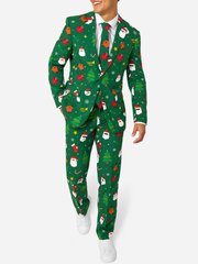 Green Christmas holiday Santa printed suit