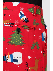 Christmas tree holly snowflake print suit