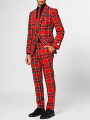 Christmas holiday party red checkered printed suit