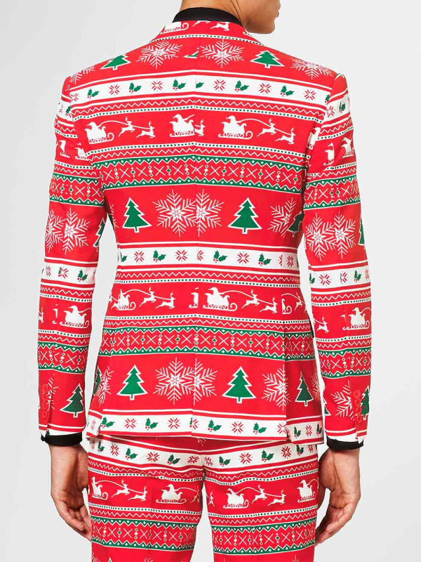 Christmas reindeer snowflake pine tree print jacket