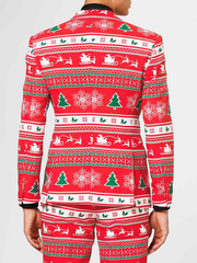 Christmas reindeer snowflake pine tree print jacket