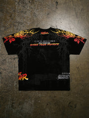 Street Fighter Civil Regime black tee back view rose graphic