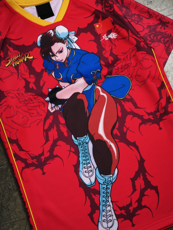 Chun-Li Street Fighter jersey front print close up detail