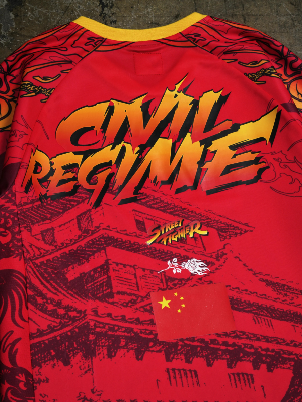 Street Fighter Civil Regime jersey back logo close up detail