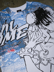 Chun-Li Street Fighter graphic tee close up front print detail