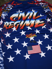 Civil Regime Street Fighter Guile jersey back logo close up