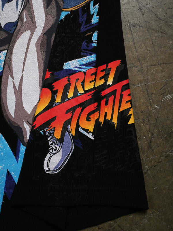 Chun-Li Street Fighter tee side hem logo close up