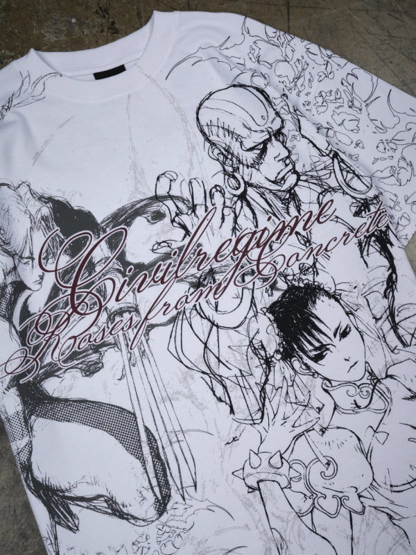 Civil Regime Roses From Concrete sketch tee close up front