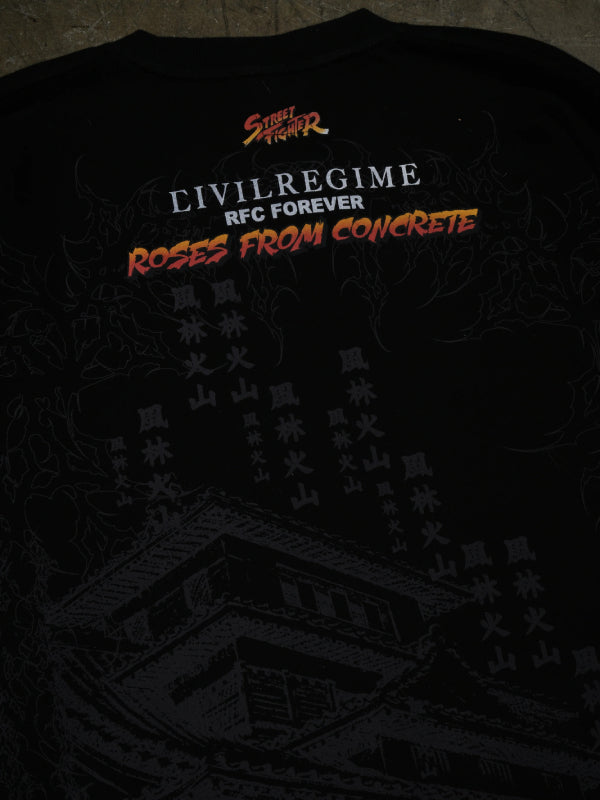 Street Fighter Civil Regime tee back logo close up detail