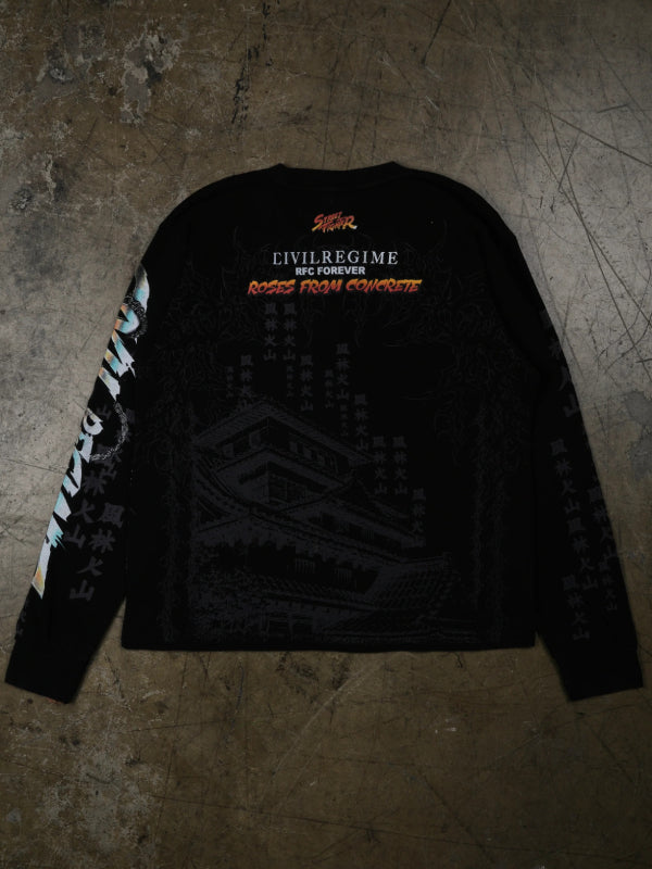 Street Fighter Civil Regime black long sleeve back view