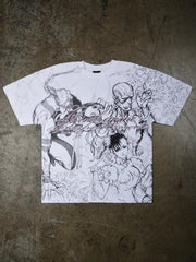 Civil Regime Street Fighter white sketch tee front flat lay