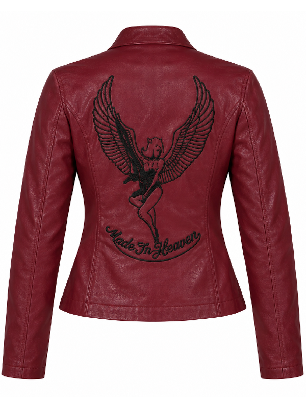 Claire Redfield burgundy zip leather jacket