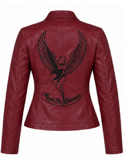 Claire Redfield burgundy zip leather jacket