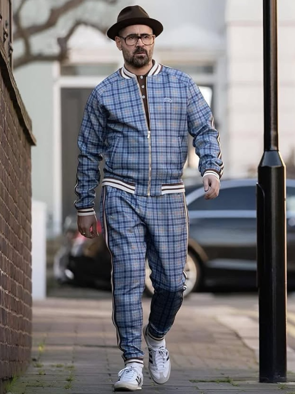 Plaid Coach Colin Farrell zip jacket and trousers