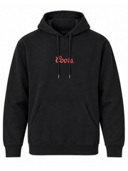 Coors Brixton black hoodie front flat lay