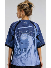 Lucy Cyber-Punk Edgerunners blue graphic print jersey back view studio
