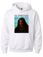 Supreme Darth Maul white hoodie flat lay front