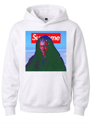 Darth Maul Supreme graphic print white hoodie front view