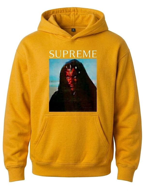 Darth Maul Supreme graphic hoodie Yellow flat lay front