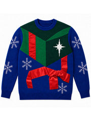 David Harbour Violent Night 2 blue Christmas sweater front flat lay