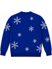 David Harbour Violent Night 2 blue snowflake sweater back flat lay