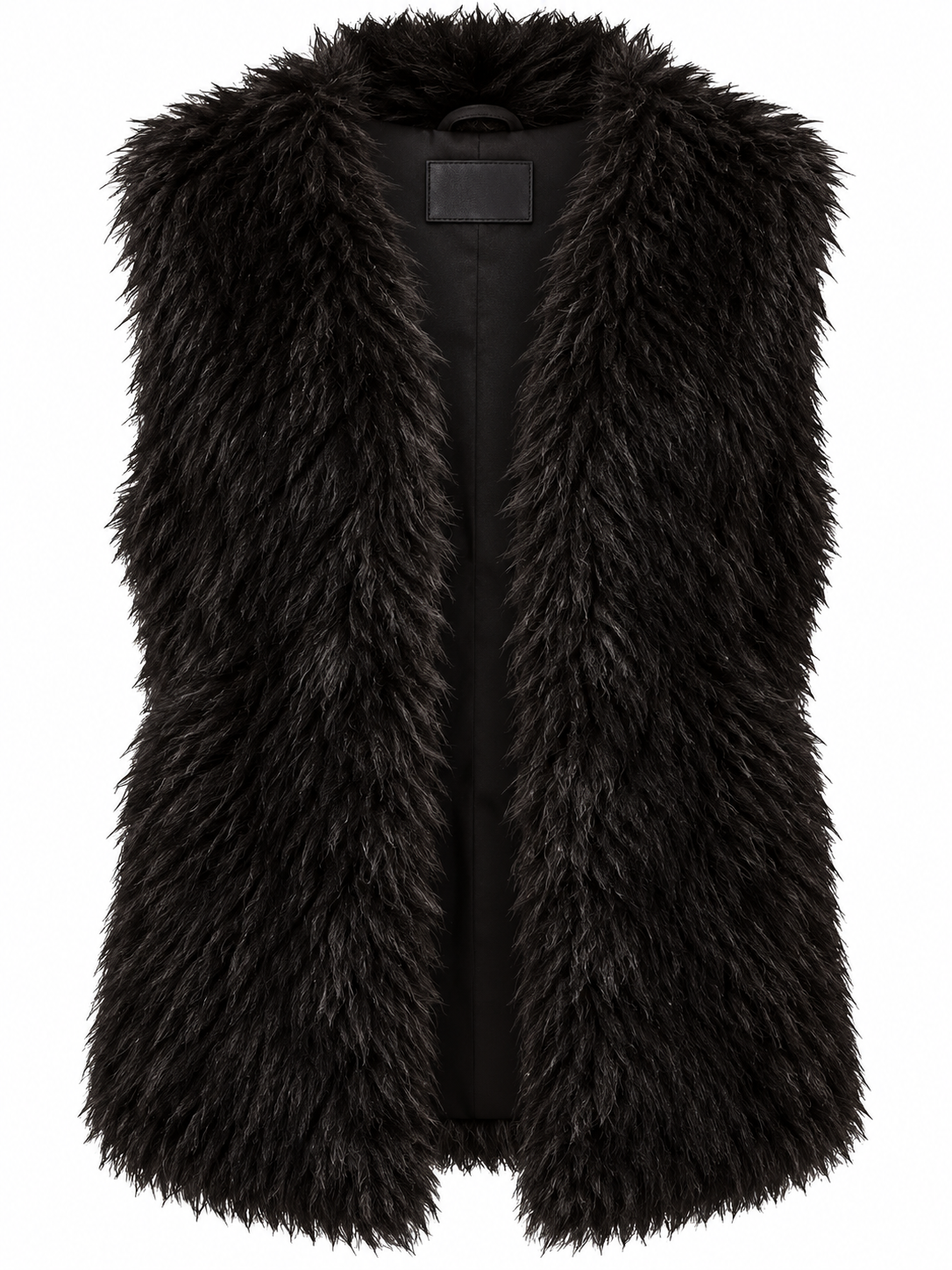 Blood of Dawnwalker Ruffian's Armour black faux fur vest product photo front view