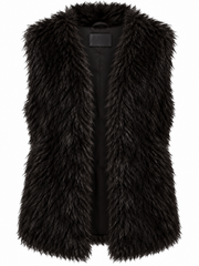 Blood of Dawnwalker Ruffian's Armour black faux fur vest product photo front view
