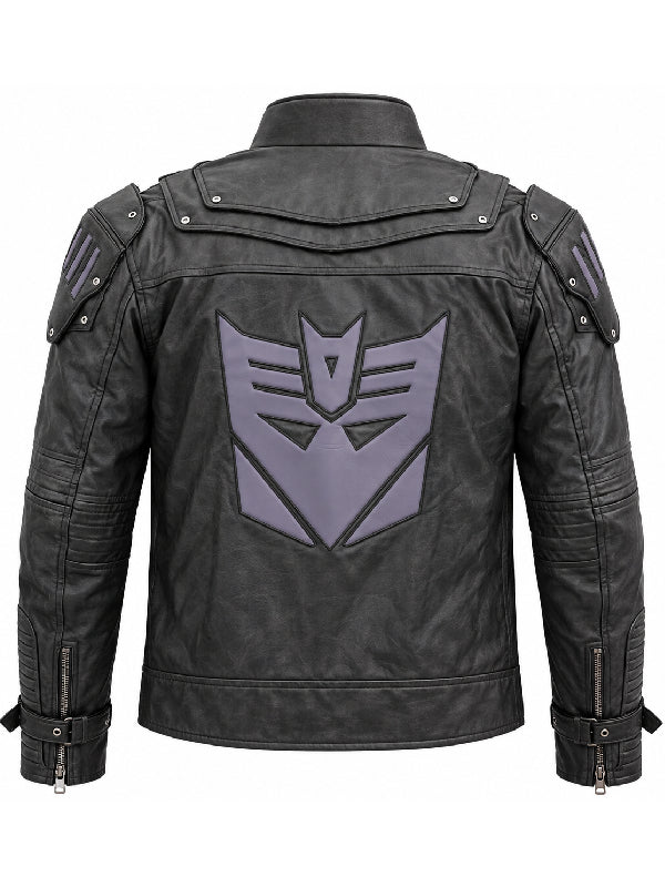 Transformers Decepticon emblem black moto coat