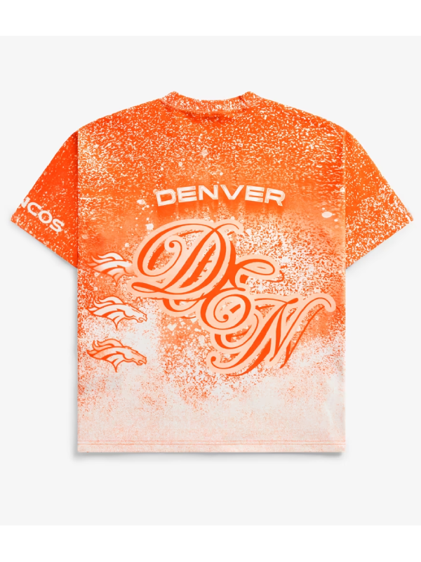 Denver Broncos jumbo print sublimation tee back view flat lay