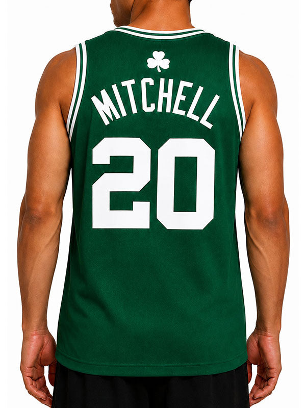 Dillon Mitchell Celtics jersey back view number 20 shamrock detail
