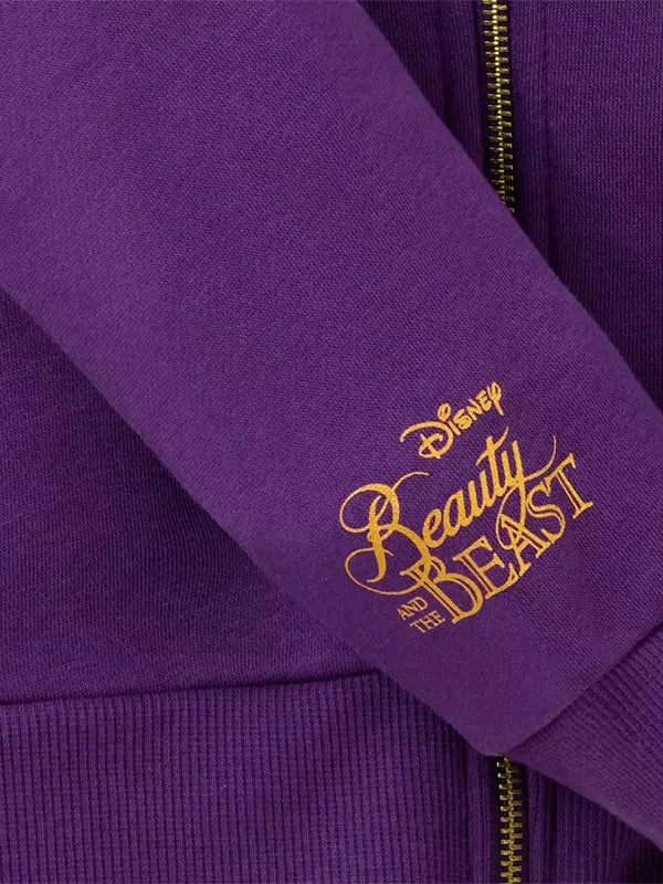 Disney Beauty and the Beast gold script logo sleeve close up