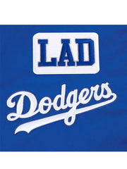 Dodgers jacket LAD patch Dodgers script chenille close up