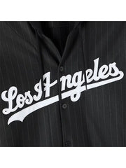 Los Angeles Dodgers embroidered script close up chest detail