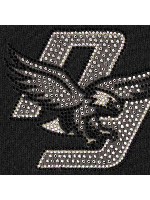 Supreme Eagles rhinestone hoodie burgundy logo close up