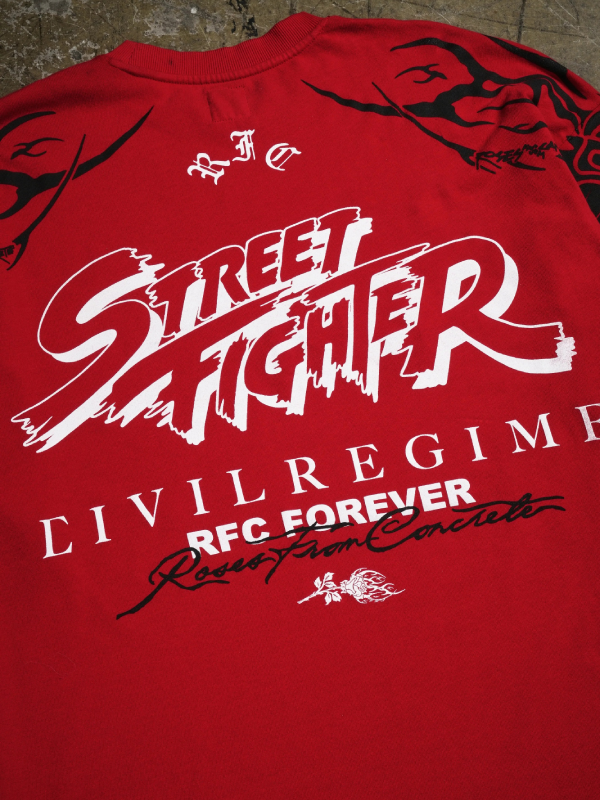 Civil Regime Street Fighter Ken tee back logo close up
